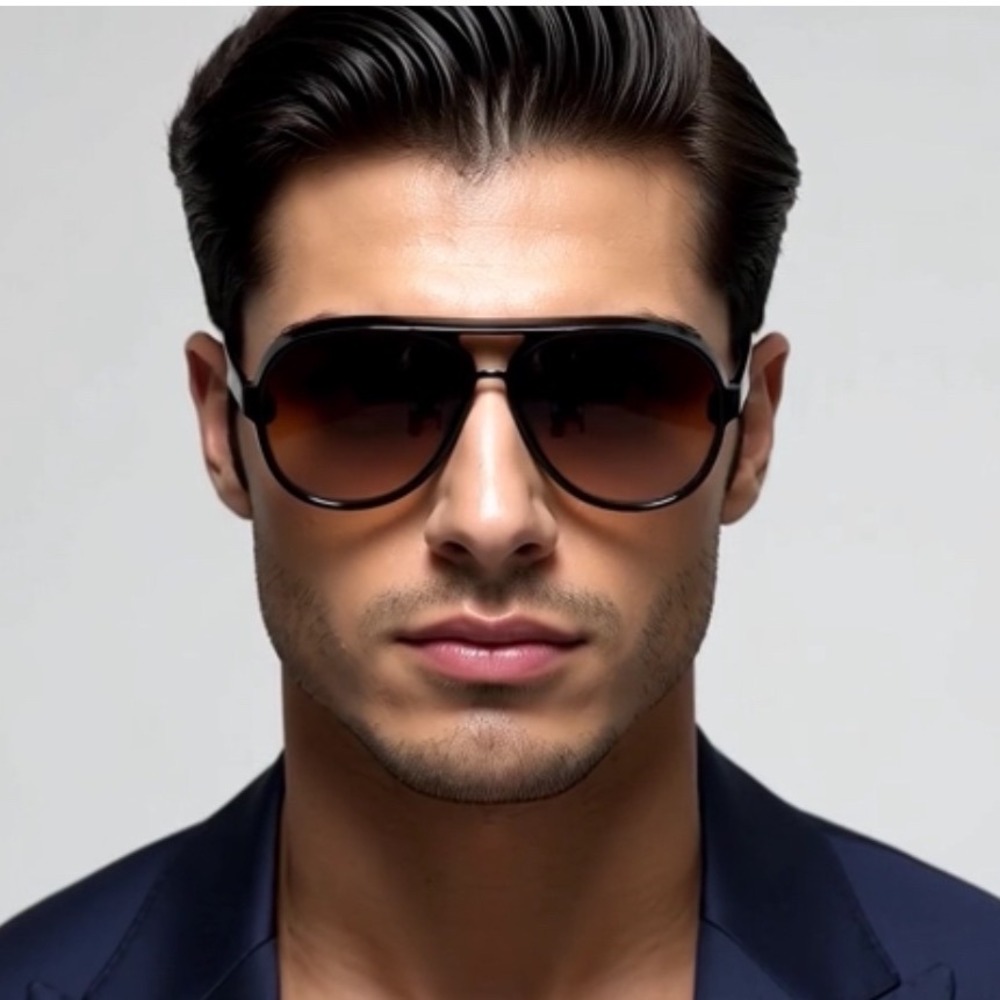 Retro Classy Sunglasses Black Frame Brown Lens‎ Fashion Eyewear UV400 Protection